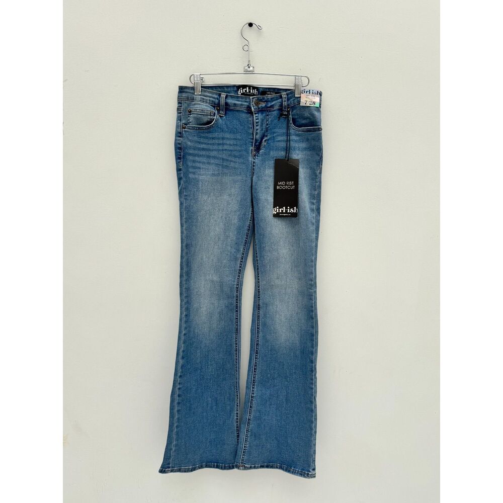 NWT Girlish Los Angeles Mid Rise Bootcut Jeans Light Wash Size 7/28